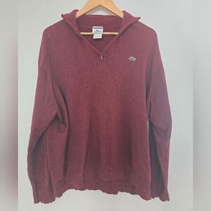 Lacoste Quarter Zip Sweater Cashmere Burgundy